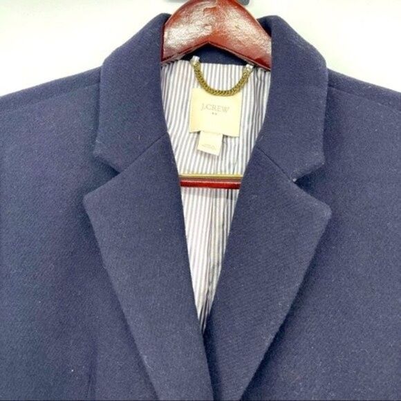 JCrew Womens navy blue wool coat size 4 medium length - Picture 2 of 7